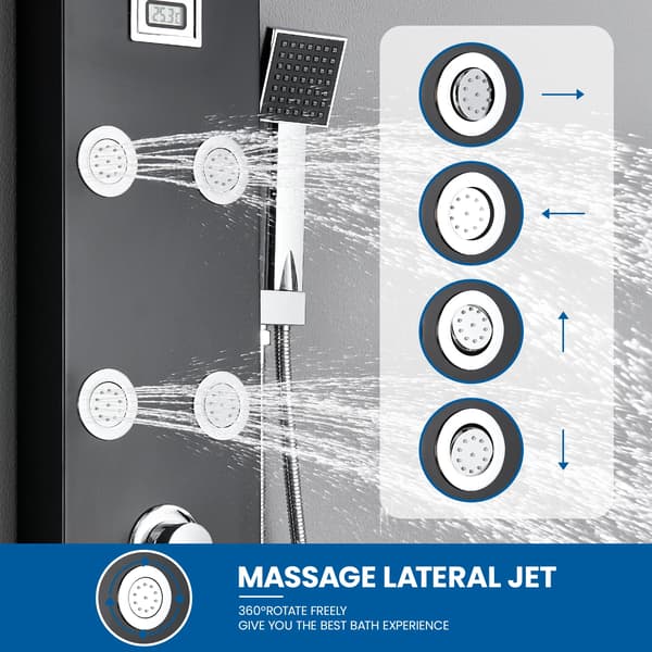 Bruserpanel, 4-funktions hydromassage, nem installation,sort