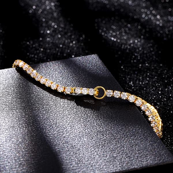 Wrap Armbånd, 925 Sølv, Moissanite Sten,Guldfarvet