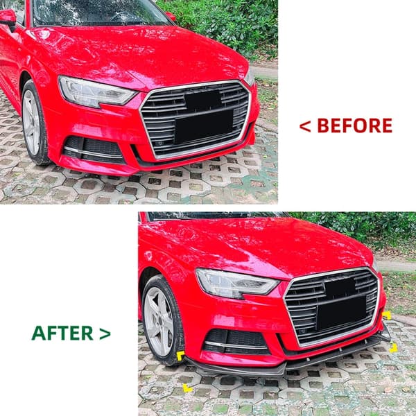 Front Bumper Splitter Lip, ABS Plast, Nem Installation,Glans Sort