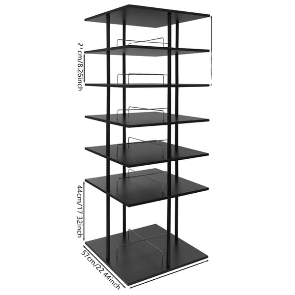 Sko Rack, 360° Rotations, Multifunktionel Opbevaringsløsning,6 niveauer sort