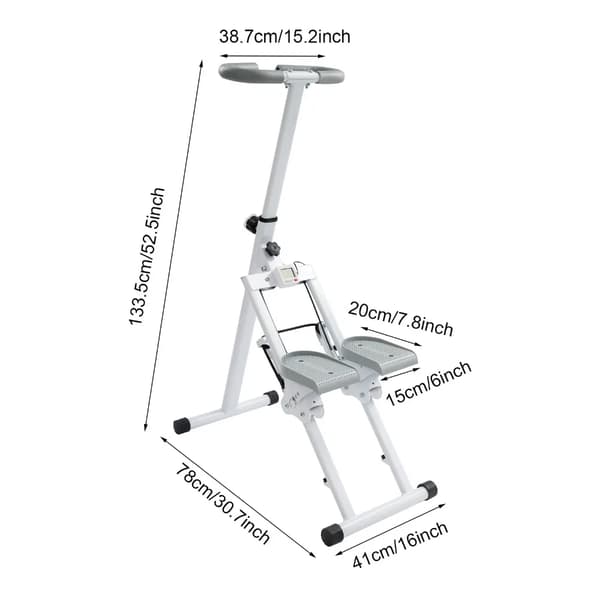 Trappstegstränare, Fällbar Design, Justerbara Pedalvinklar,VIT