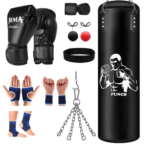Punch Bag Sæt, Komplet Træningsudstyr, Holdbart Materiale,sort