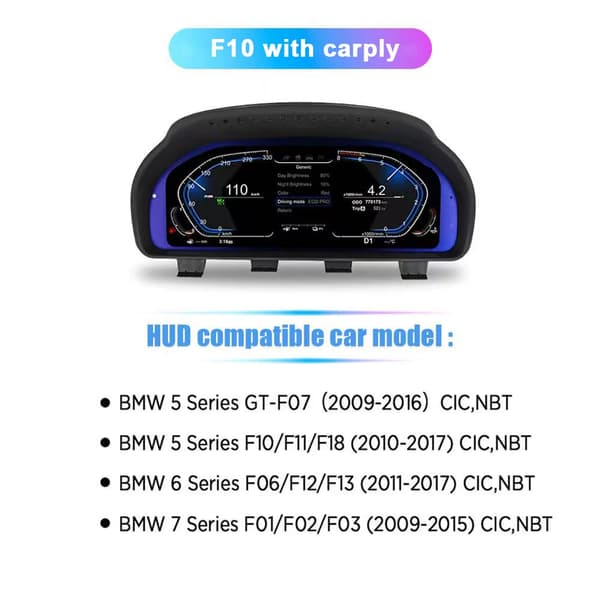 Digitalt Dashboard, LCD Panel, Virtuelt Instrument,med HUD carplay