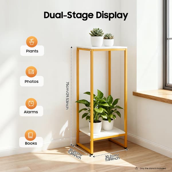 Displayställ, Robust Smidesjärn, Två-Tier Design, Guld
