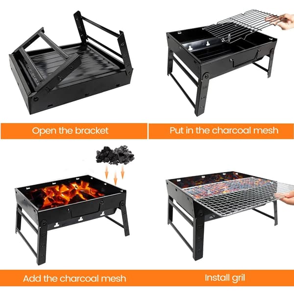 BBQ Grill, Foldbart Design, Bærbar og Kompakt,sort