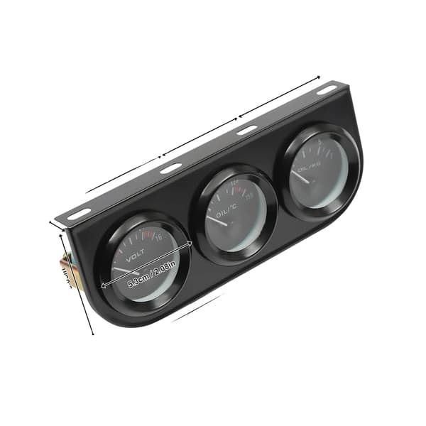Bilmålerkit, LED-baggrundsbelysning, 3-i-1 voltmeter og oliemålere,sort