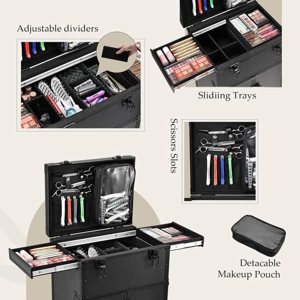 Makeup Trolley, Multifunktionel, Bærbar Design,sort
