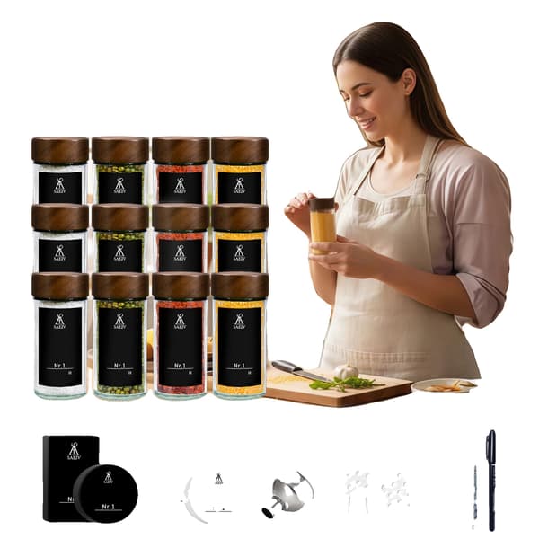 Kryddburksset, Lock av Akaciaträ, Lufttät Design,12PCS