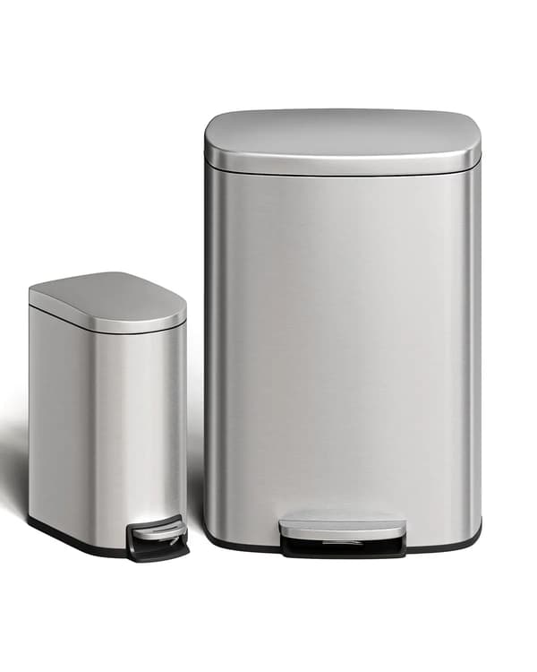 Sopkorgsset, 50L Kökssopkorg, 10L Badrumssopkorg,Silver