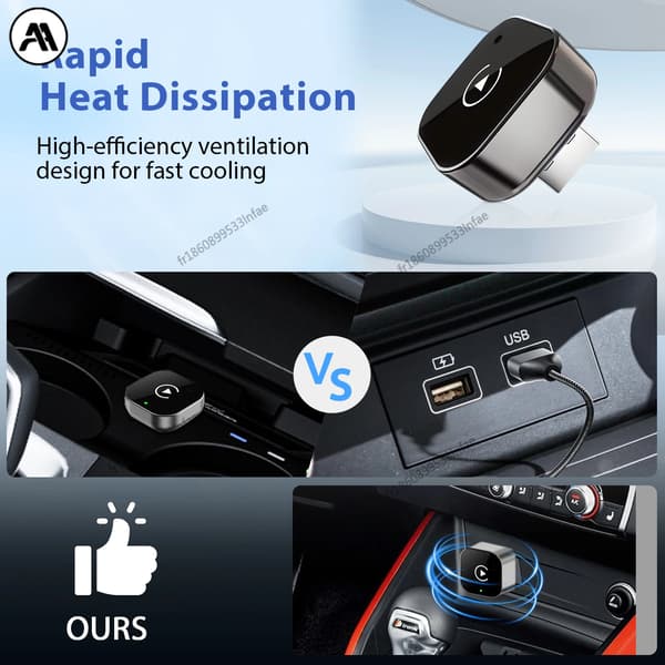 Trådløs CarPlay-adapter, Android Auto-kompatibilitet, 5GHz WiFi,sort