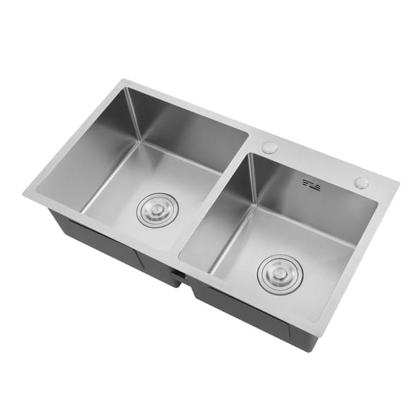 Köksdisk, Dubbelho, Ljuddämpande Design,Silver