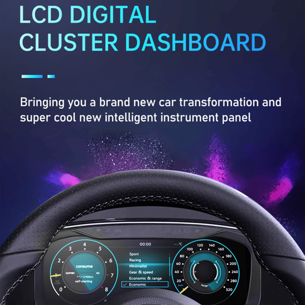 Digital Cluster, 10,25 tommer skærm, Multi-Sprog Support,Til VW Touran 04-08