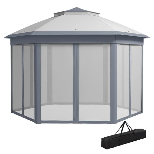 Paviljong, Fällbar Design, Myggskydd,Ljusgrå, XL