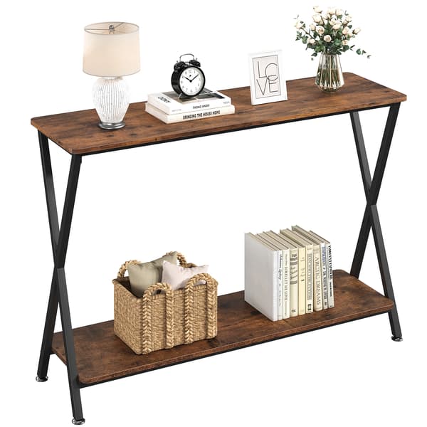 Konsolbord, Elegant Design, Robust Metalramme,Rustik Brun