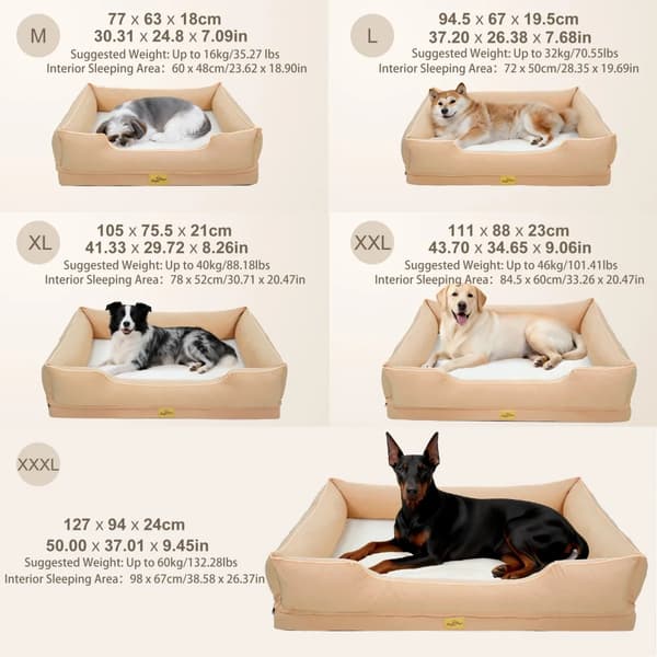 Hundeseng, Forbedret Komfort, Støttende Design,Majsfarve, L-a