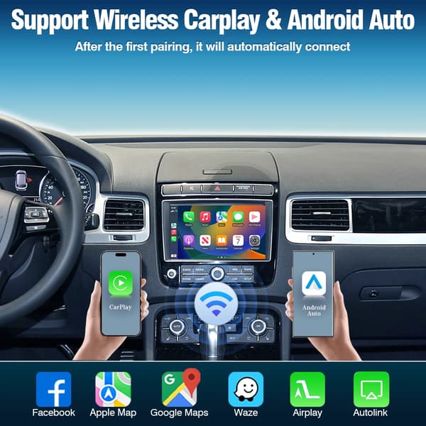 Trådlös Carplay Android Auto, Smartphone-integration, Navigationsstöd,8 tum Skärm RNS850