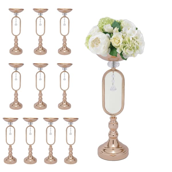Hög Vas, Elegant Metalldesign, Perfekt för Mittpunkter,Guld