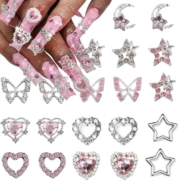 Nagelprydnader, 3D Stjärndesign, Multi-Stil Dekoration,TZ-68