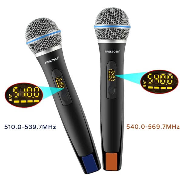 Trådlös mikrofon, dynamisk UHF, handhållen design,2 Mic