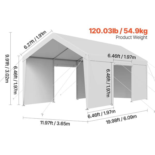 Carport, Hållbar Konstruktion, Allvädersskydd,12x20ft