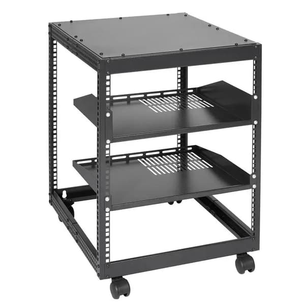 Serverrack, 12U Kapacitet, Öppen Ram Design, armégrön