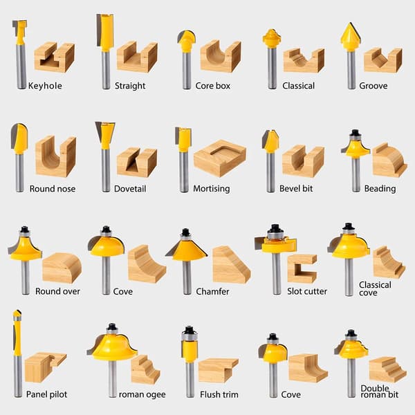Router Bits, 100-delt sæt, holdbart legeringsstål,100pcs