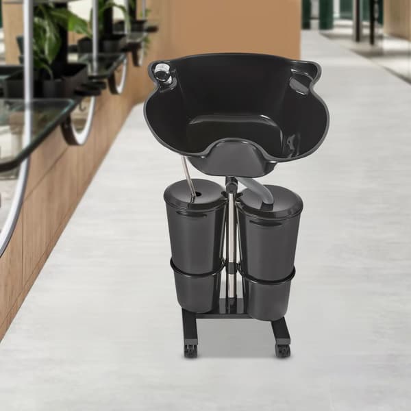 Shampoo skål, justerbar højde, dobbelt spand design,Sort