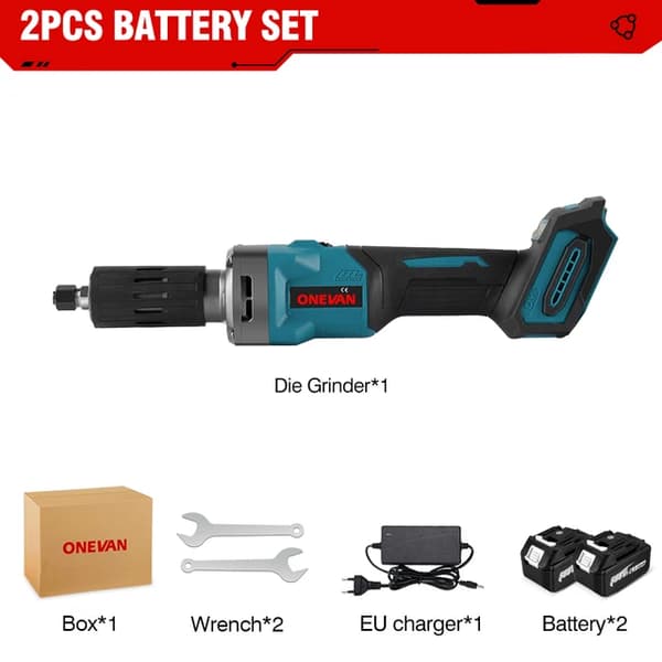 Die Grinder, Borstlös Motor, Variabel Hastighet, 2 Batteri EU-kontakt