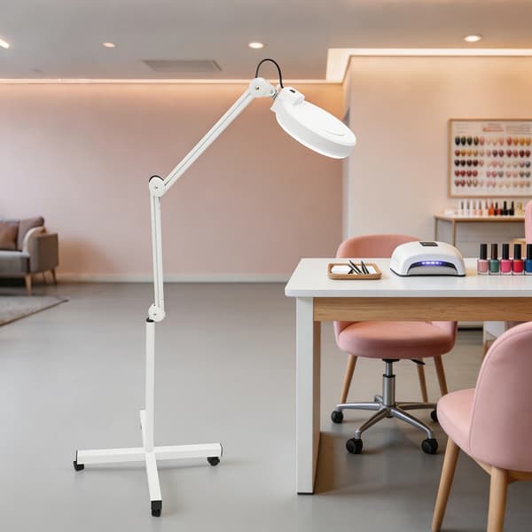 Förstoringslampa, Justerbar Arm, LED-ljus,VIT