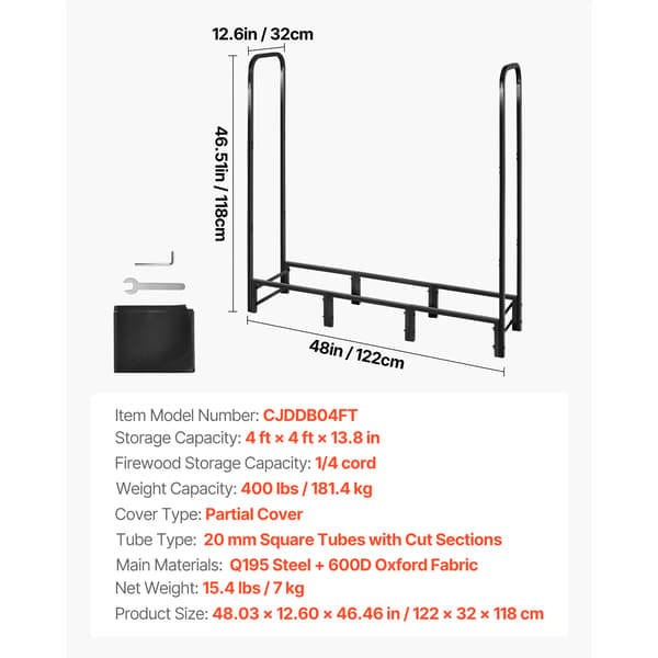 Vedställ, Hållbart Väderkydd, Robust Konstruktion,4ft 400 lbs TypA