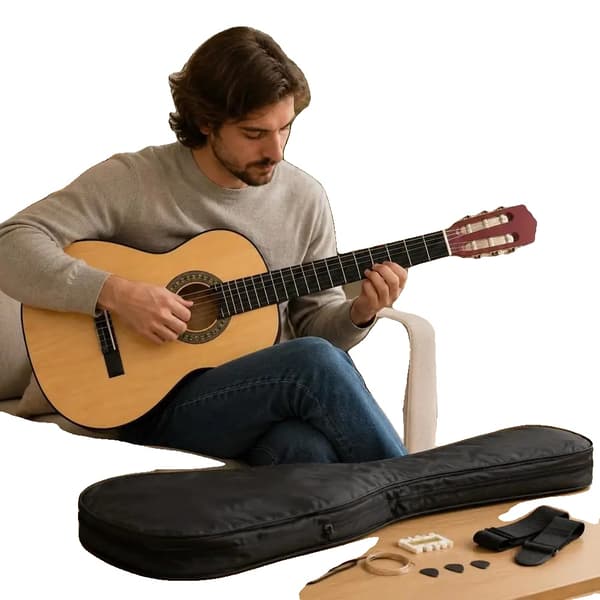 Klassisk Gitarr, Solid Lönn Konstruktion, Komplett Nybörjarset,Ljusbrun