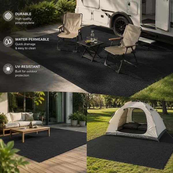 Tarp, Holdbar Polyethylen, Forstærkede Øjer,Sort