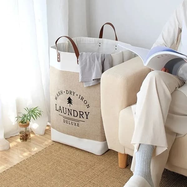 Vaskekurv, Stor Kapacitet, Holdbart Bomuld,1Pc off white