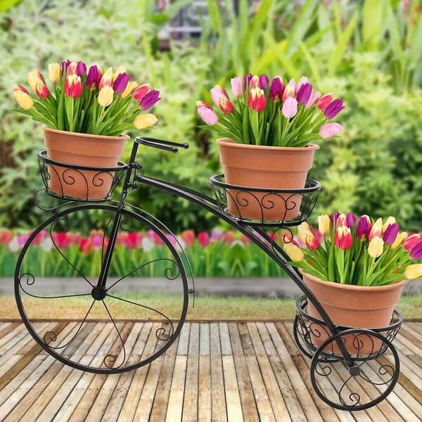 Blomsterställning, 3 nivåer, järnmaterial,svart