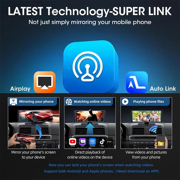 Bil Multimedia Afspiller, Smartphone Integration, Trådløs Forbindelse,10.26 tommer