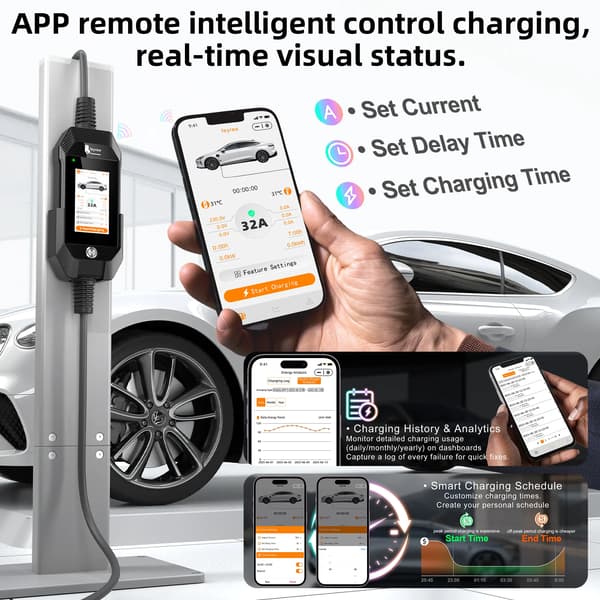 EL-lader, Smart APP Kontrol, Bærbart Design,Mystisk Lilla