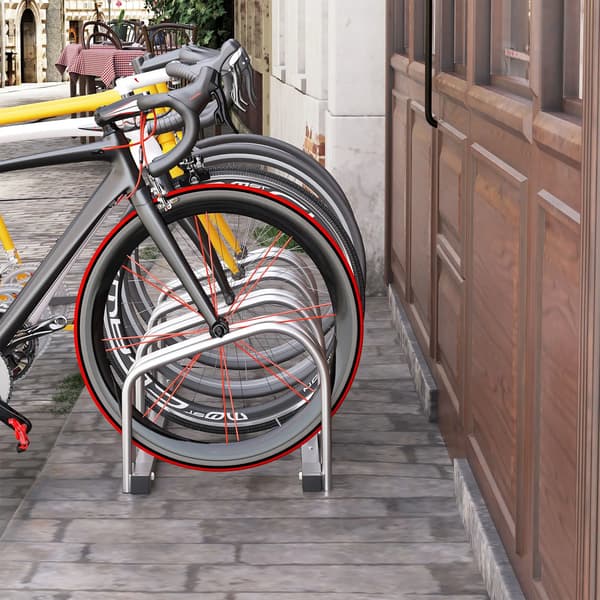 Cykelparkering, Stålstruktur, Stöder 4 Cyklar,Silver