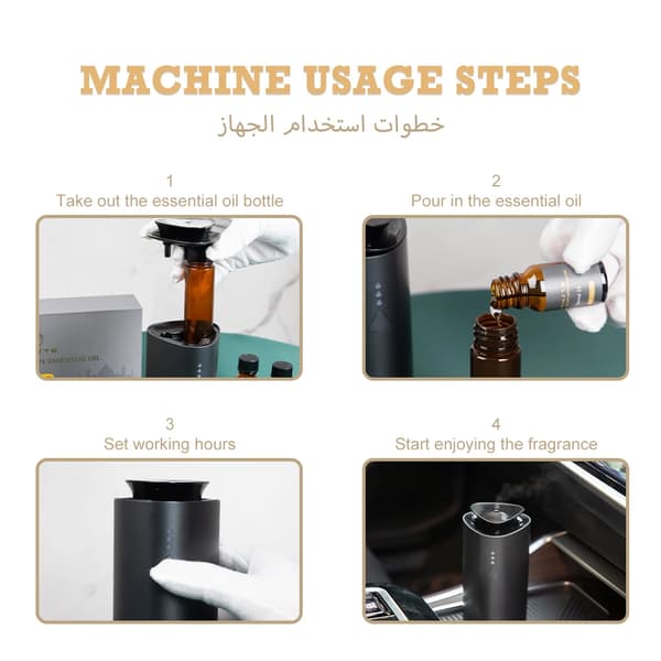 Aroma Diffuser, Dobbelt Tilstande, USB Opladning,Hjemmebiltilstand
