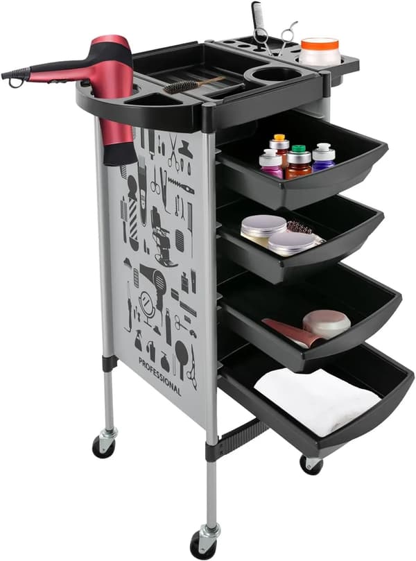 Frisörvagn, 5 Lådor, Hållbar Design,VIT