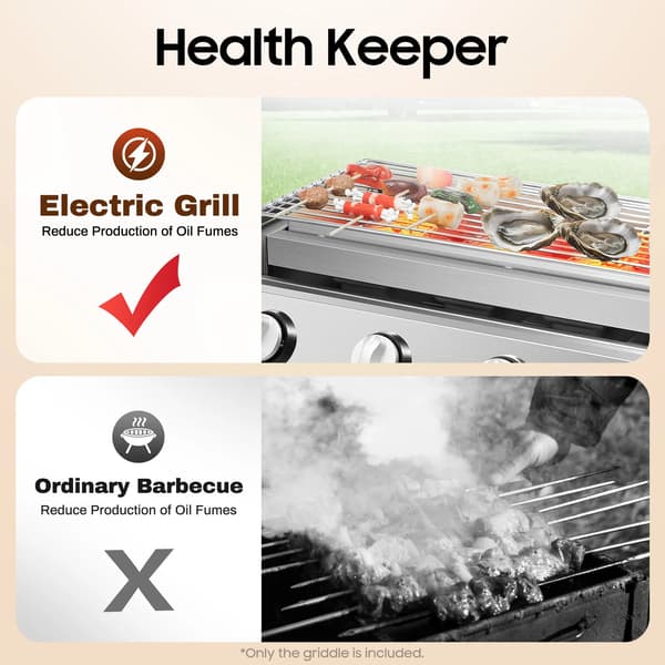Gas Griddle, 4-Burner, Justerbar Højde,Grå