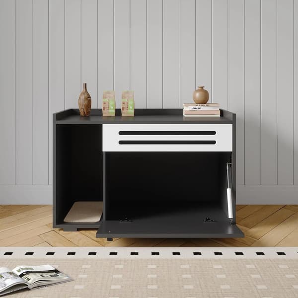 Kattebakke Indhegning, Moderne Design, Ventileret til Lugt Kontrol,sort