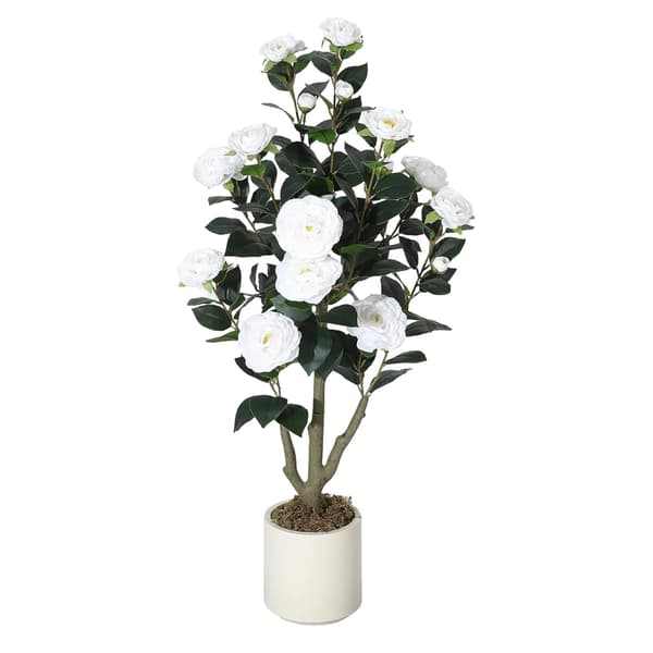 Kunstig Kamelia Træ, Realistisk Design, Lav Vedligeholdelse,90cm-a, Hvid