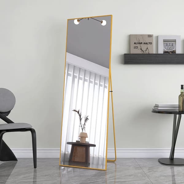 Helkroppsspegel, stöttåligt glas,162x53cm, Guld