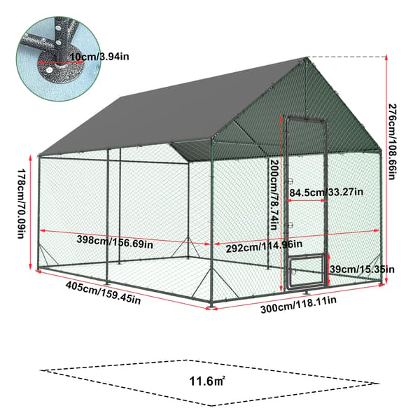 Hønsehus, Robust Konstruktion, Nem Adgangsdesign,XL