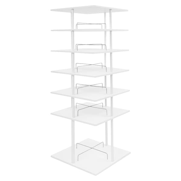 Sko Rack, 6-Lags Organizer, 360° Rotérbar,Hvid