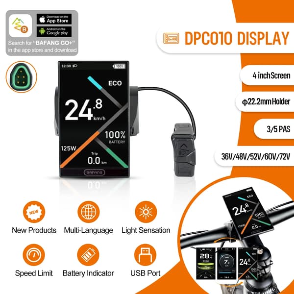 Skärm, HD-skärm, OTA-programuppdatering,BAFANG DPC010 (0-5 PAS )