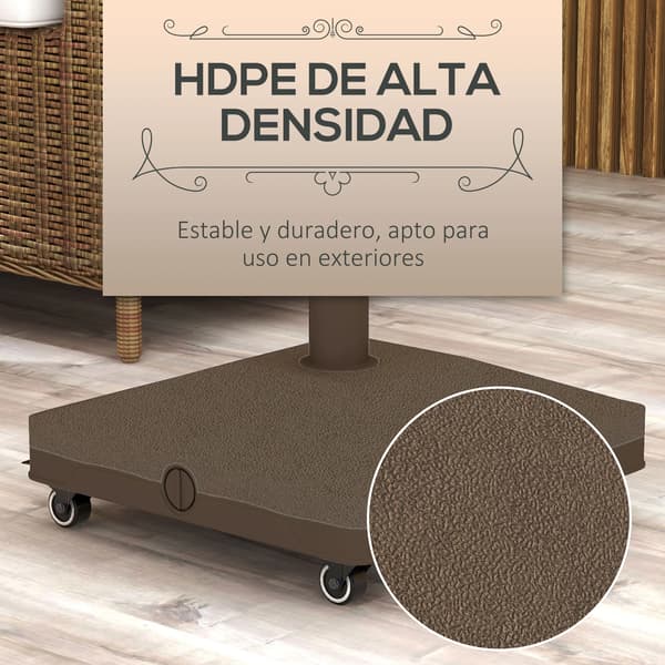 Parasollfot, Hållbart HDPE-material, Lätt att montera, Brun