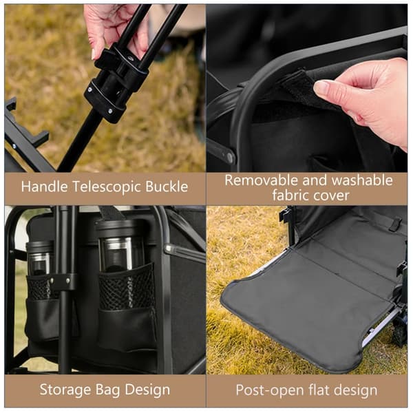 Campingvagn, Robust Ram, 360° Svängbara Hjul,svart