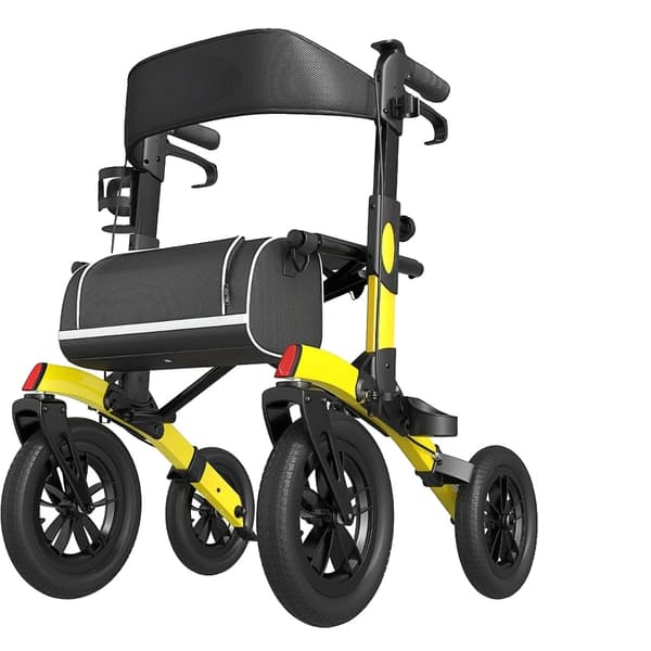 Fällbar Rollator, Lättviktig, Justerbart Handtag,Gul