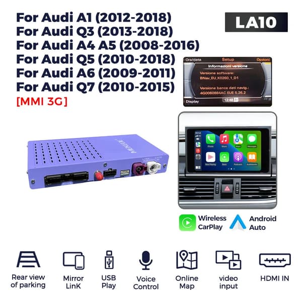 Dekoderlåda, Trådlös CarPlay, Android Auto Retrofit Kit,LA10-AU3G
